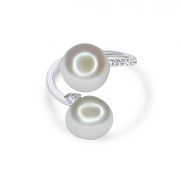 petsios Δαχτυλίδι με μαργαριτάρι και πέτρες ζιργκόν