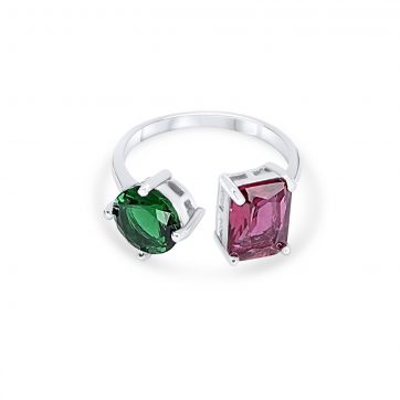 petsios Δαχτυλίδι με πέτρες σμαράγδι και ρουμπίνι