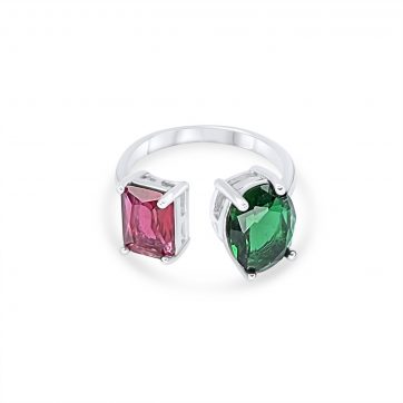 petsios Ring with emerald and ruby stones