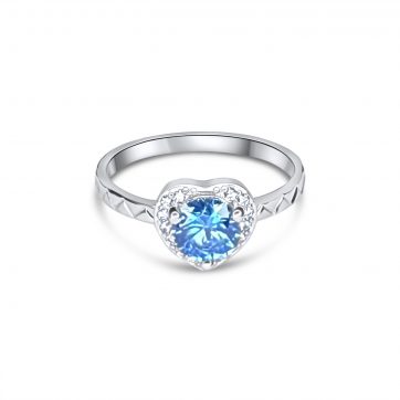 petsios Δαχτυλίδι καρδιά με πέτρες ζιργκόν και άκουα μαρίν