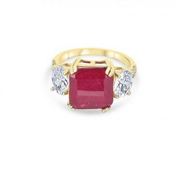 petsios Επίχρυσο δαχτυλίδι με πέτρες ζιργκόν 