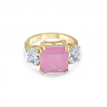 petsios Επίχρυσο δαχτυλίδι με πέτρες ζιργκόν 