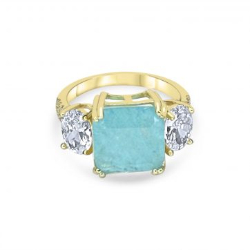 petsios Gold plated ring with zircon stones