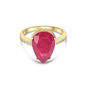 petsios Gold plated ring with ruby and zircon stones