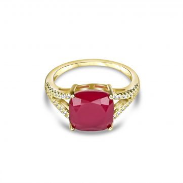 petsios Επίχρυσο δαχτυλίδι με πέτρες ζιργκόν και ρουμπίνι