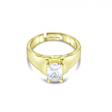 petsios Gold plated ring with zircon stone