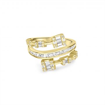 petsios Επίχρυσο δαχτυλίδι με πέτρες ζιργκόν 