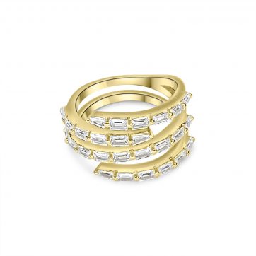 petsios Επίχρυσο δαχτυλίδι με πέτρες ζιργκόν 