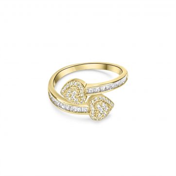 petsios Gold plated ring with zircon stones