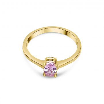 petsios Επίχρυσο δαχτυλίδι με πέτρα ροζ κουάρτζ