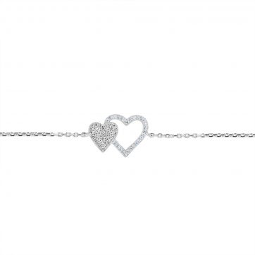 petsios Double heart bracelet with zircon stones