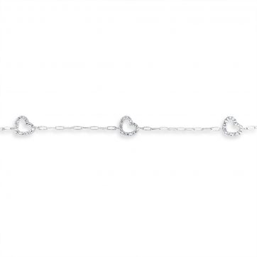 petsios Βραχιόλι καρδιές με πέτρες ζιργκόν