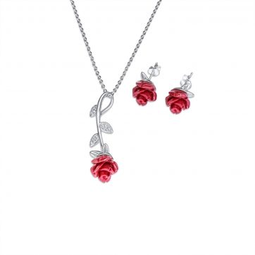 petsios Σετ κολιέ και σκουλαρίκια καρφωτά με πέτρες ζιργκόν