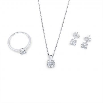 petsios Σετ κολιέ, δαχτυλίδι και σκουλαρίκια καρφωτά με πέτρες ζιργκόν