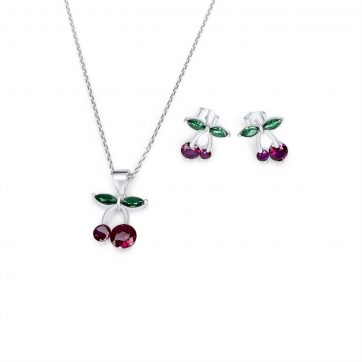 petsios Σετ κολιέ και σκουλαρίκια καρφωτά με πέτρες ζιργκόν