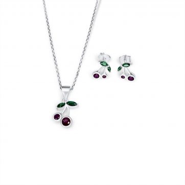 petsios Σετ κολιέ και σκουλαρίκια καρφωτά με πέτρες ζιργκόν