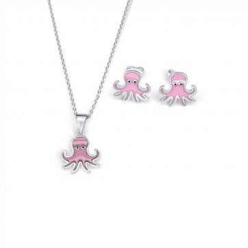 petsios Σετ κολιέ και σκουλαρίκια καρφωτά με σμάλτο