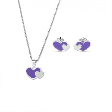 petsios Σετ κολιέ και σκουλαρίκια καρφωτά με σμάλτο