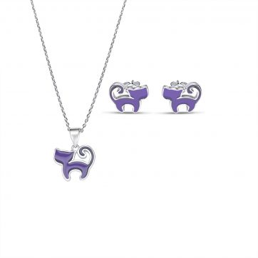 petsios Σετ κολιέ και σκουλαρίκια καρφωτά με σμάλτο