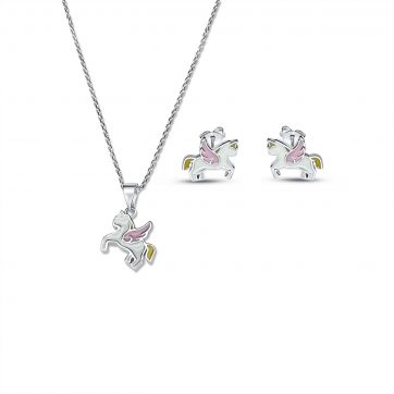 petsios Σετ κολιέ και σκουλαρίκια καρφωτά με σμάλτο