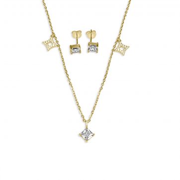 petsios Gold plated set with zircon stones