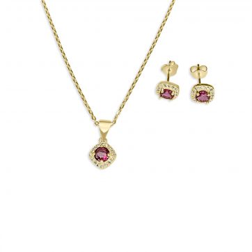 petsios Gold plated set with ruby and zircon stones