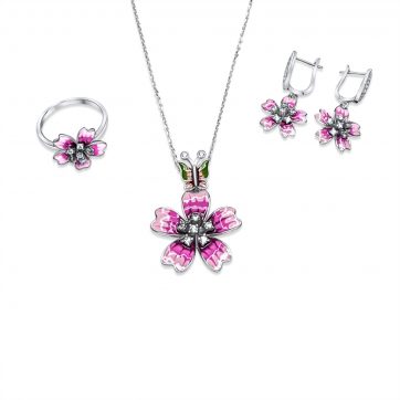 petsios Set with enamel and zircon stones