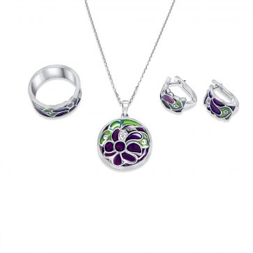 petsios Set with enamel and zircon stones