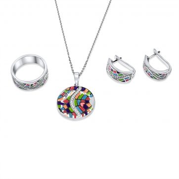 petsios Set with enamel and zircon stones