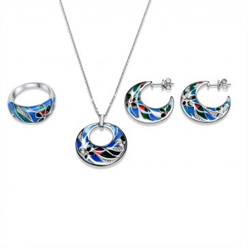 petsios Set with enamel and zircon stones