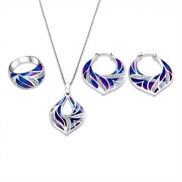 petsios Set with enamel and zircon stones