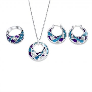 petsios Set with enamel and zircon stones