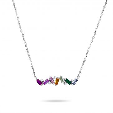 petsios Κολιέ με χρωματιστές πέτρες και πέτρες ζιργκόν