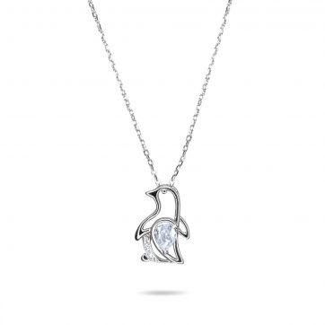 petsios Κολιέ πιγκουίνος με πέτρες ζιργκόν