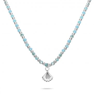 petsios Κολιέ με κοχύλι και χάντρες τιρκουάζ