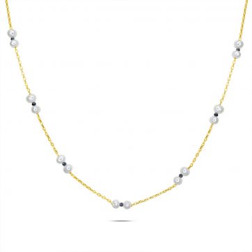 petsios Κολιέ επίχρυσο με μαργαριτάρια