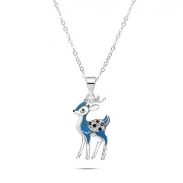 petsios Deer necklace with enamel and zircon stones