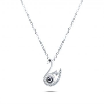 petsios Swan necklace with zircon stones