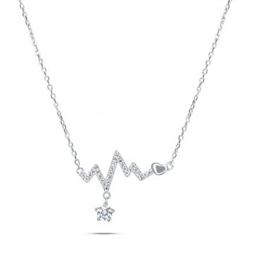 petsios Κολιέ καρδιογράφημα με πέτρες ζιργκόν