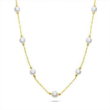 petsios Κολιέ επίχρυσο με μαργαριτάρια