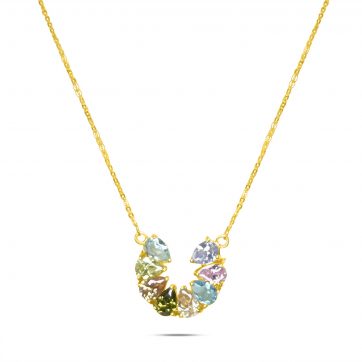 petsios Gold plated necklace with zircon stones