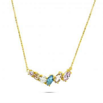 petsios Gold plated necklace with zircon stones