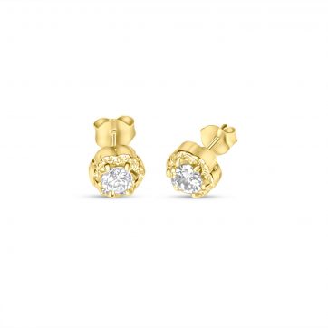 petsios Gold plated stud earrings with zircon stone