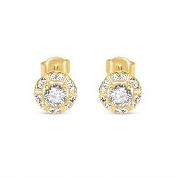 petsios Σκουλαρίκια καρφωτά με πέτρες ζιργκόν επίχρυσα