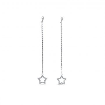 petsios Silver star earrings with zircon stones