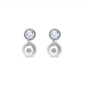 petsios Σκουλαρίκια καρφωτά με μαργαριτάρι και πέτρα ζιργκόν