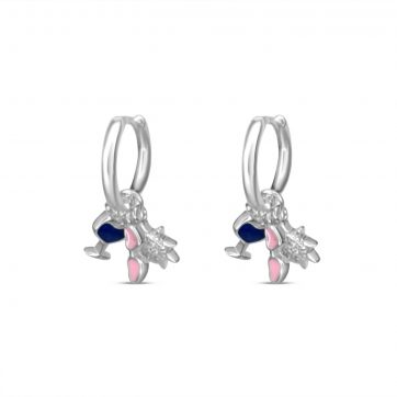 petsios Ασημένια σκουλαρίκια με κρεμαστά ήλιο, κοκτέιλ και γυαλιά ηλίου με σμάλτο και πέτρες ζιργκόν