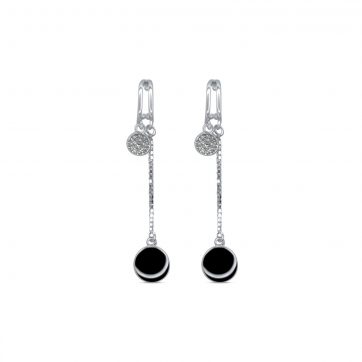 petsios Ασημένια σκουλαρίκια με πέτρες ζιργκόν και σμάλτο