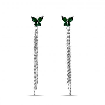 petsios Silver earrings with emerald stones