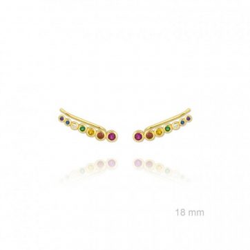 petsios Σκουλαρίκια climbers με πέτρες ζιργκόν επίχρυσα